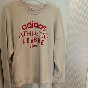 Adidas Sweatshirt, size: L, off white/ beige with red